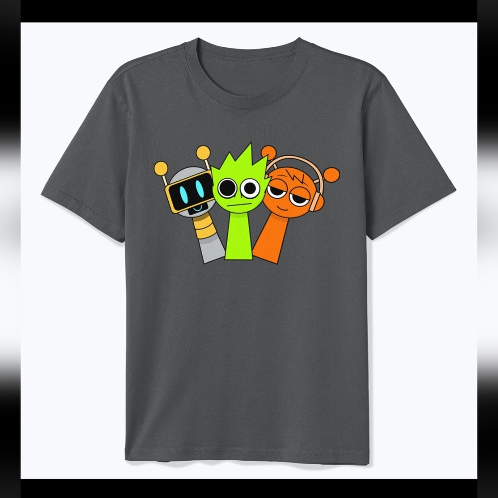 Funny Sprunki Youth Kids T-Shirt Sprunki Sound Team Size M Medium Grey Gray New